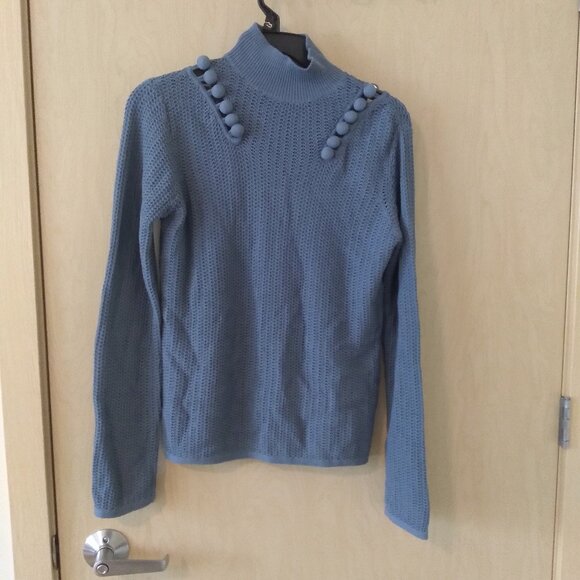 NWOT Rebecca Taylor Blue Open Knit Sweater (S) - Picture 1 of 4